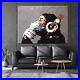 Banksy DJ Monkey, Gorilla Chimp Canvas Wall Art, Banksy Thinking Monkey, Headpho