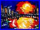 CITYSCAPE SUN SET Original Abstract Painting SIGNED PALETTE KNIFE RY45yu