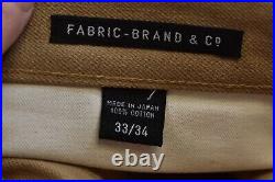 Fabric Brand & Co Selvedge Slim Fit Made in Japan Canvas Khaki Pants Mens 33x34