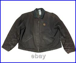 Vintage Carhartt Canvas Detroit Work Jacket Size 4XL Brown J97 DKB Blanket Lined