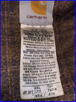 Vintage Carhartt Canvas Detroit Work Jacket Size 4XL Brown J97 DKB Blanket Lined